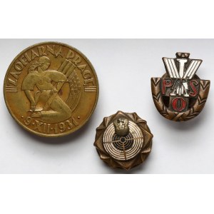 II RP, Odznaka, II Powszechny Spis Ludności 1931, Strzelecka i POS - zestaw (3szt)