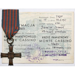 PSZnZ, Krzyż Monte Cassino [15653] + legitymacja - dla sierżanta