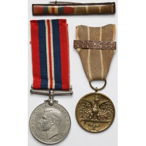 PSZnZ, Medal Polska Swemu Obrońcy i The Defence Medal 1939-45 + baretka