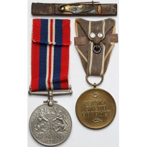 PSZnZ, Medal Polska Swemu Obrońcy i The Defence Medal 1939-45 + baretka