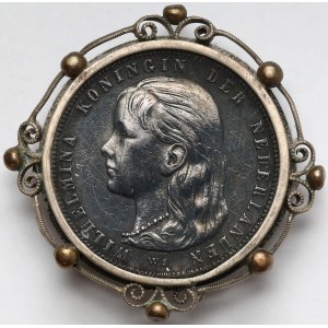 Niderlandy, Wilhelmina, Gulden 1892 - w broszce