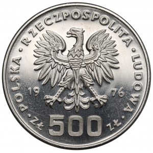 Próba NIKIEL 500 złotych 1976 Pułaski - na wprost
