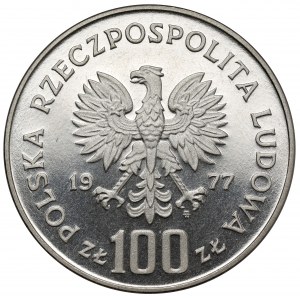 Próba NIKIEL 100 złotych 1977 Reymont - na wprost
