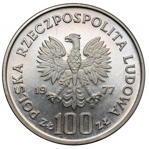 Próba NIKIEL 100 złotych 1977 Brzana