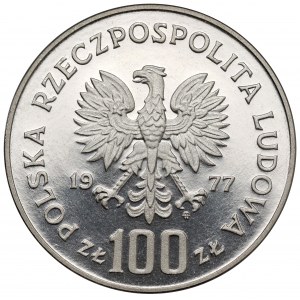 Próba NIKIEL 100 złotych 1977 Sienkiewicz - w lewo