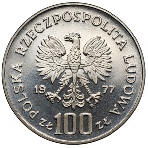 Próba NIKIEL 100 złotych 1977 Reymont - w lewo