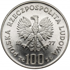 Próba NIKIEL 100 złotych 1977 Sienkiewicz - na wprost