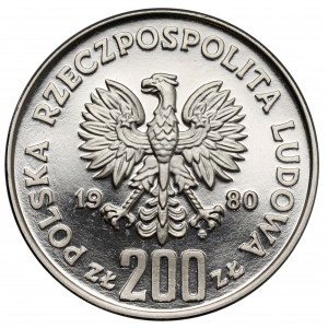 Próba NIKIEL 200 złotych 1980 Chrobry - popiersie