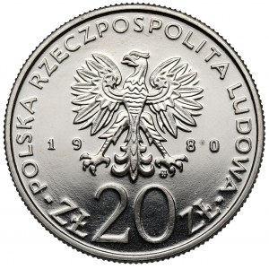 Próba NIKIEL 20 złotych 1980 Łódź 1905