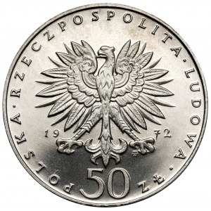 Próba NIKIEL 50 złotych 1972 Chopin - mała głowa