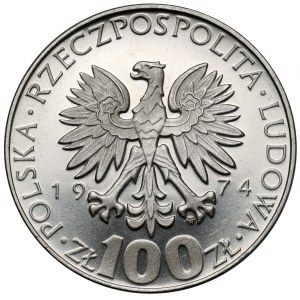 Próba NIKIEL 100 złotych 1974 Skłodowska-Curie - w prawo