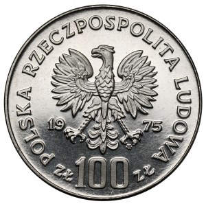 Próba NIKIEL 100 złotych 1975 Modrzejewska - mała głowa
