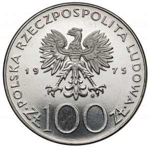 Próba NIKIEL 100 złotych 1975 Modrzejewska - duża głowa