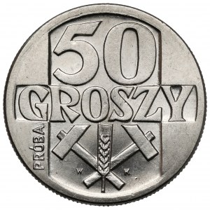 Próba NIKIEL 50 groszy 1958 - kłos i młoty