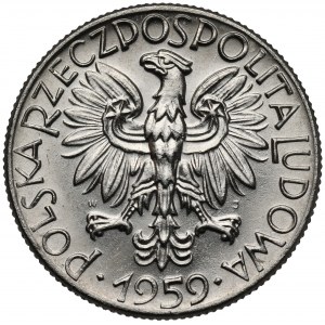 Próba NIKIEL 5 złotych 1959 - młot i kielnia