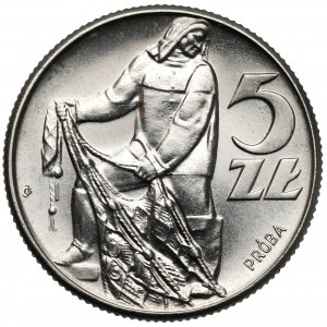 Próba NIKIEL 5 złotych 1959 Rybak