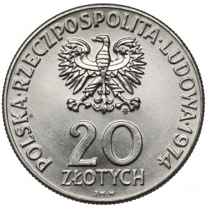 Próba NIKIEL 20 złotych 1974 XXV lat RWPG - gładkie