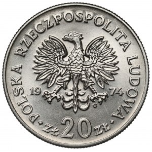 Próba NIKIEL 20 złotych 1974 Nowotko