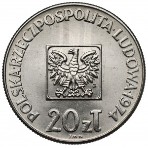 Próba NIKIEL 20 złotych 1974 XXX lat PRL