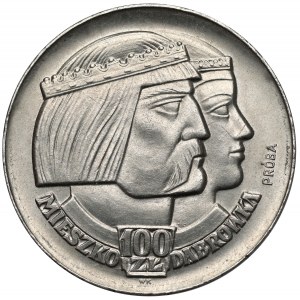 Próba NIKIEL 100 złotych 1966 Mieszko i Dąbrówka - głowy