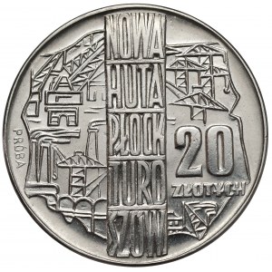Próba NIKIEL 20 złotych 1964 Nowa Huta, Płock, Turoszów