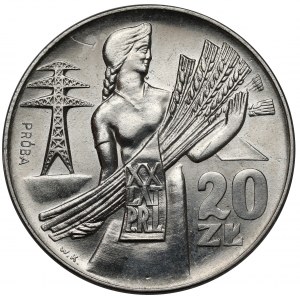 Próba NIKIEL 20 złotych 1964 kobieta ze zbożem