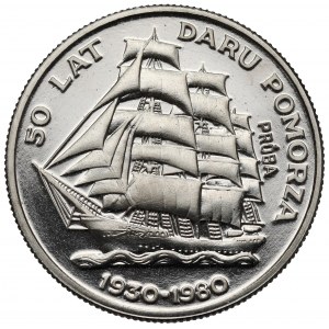 Próba NIKIEL 20 złotych 1980 Dar Pomorza - napis w otoku