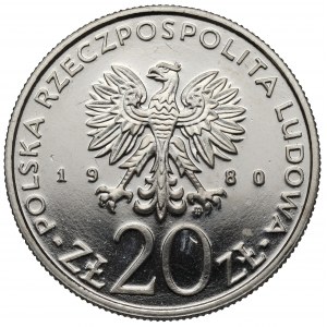 Próba NIKIEL 20 złotych 1980 Dar Pomorza - napis w otoku