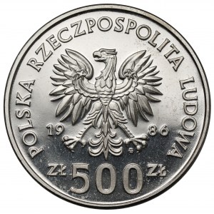 Próba NIKIEL 500 złotych 1986 Sowy