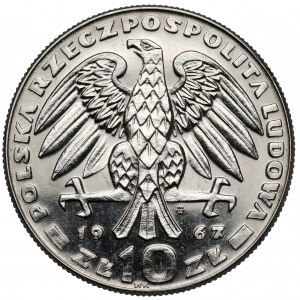 Próba NIKIEL 10 złotych 1967 Świerczewski - w czapce