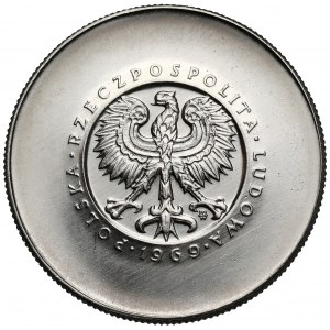 Próba NIKIEL 10 złotych 1969, 25. rocznica PRL - małe napisy
