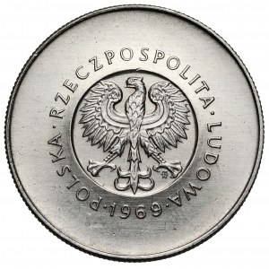 Próba NIKIEL 10 złotych 1969, 25. rocznica PRL - duże napisy