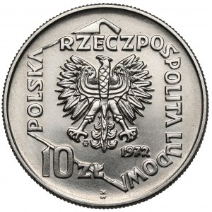 Próba NIKIEL 10 złotych 1972 Port w Gdyni - tło bez desenia