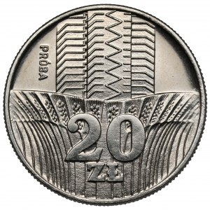 Próba NIKIEL 20 złotych 1973 Wieżowiec i łany zboża