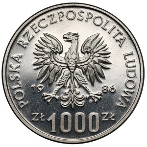 Próba NIKIEL 1.000 złotych 1986 MŚ w Piłce Nożnej Meksyk