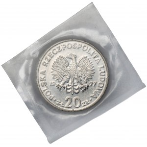 Próba NIKIEL 20 złotych 1977 Maria Konopnicka - duży Orzeł - zgrzewka