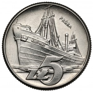 Próba NIKIEL 5 złotych 1960 Statek Waryński