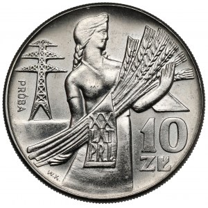 Próba NIKIEL 10 złotych 1964 Kobieta ze zbożem