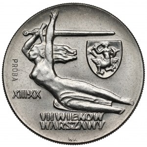Próba NIKIEL 10 złotych 1965, VII wieków Warszawy - Nike, z herbem
