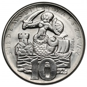 Próba NIKIEL 10 złotych 1965, 700 lat Warszawy - Syrenka