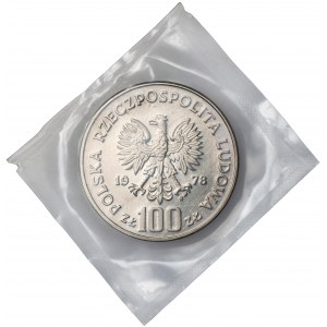 Próba NIKIEL 100 złotych 1978 Janusz Korczak - w prawo - zgrzewka