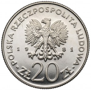 Próba NIKIEL 20 złotych 1981 Kościół Mariacki w Krakowie