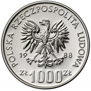 Próba NIKIEL 1.000 złotych 1988 MŚ w Piłce Nożnej Włochy