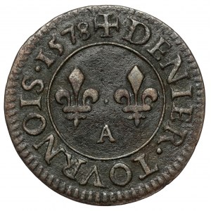 Henryk Walezy, Denar turoński 1578-A, Paryż - Moulin