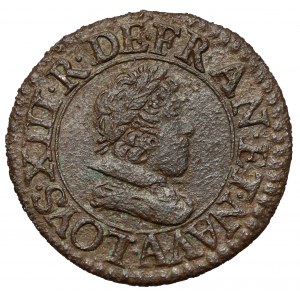 Francja, Ludwik XIII, Denar turoński 1626-A, Paryż