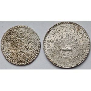 Tybet, Tangka 1875 i 3 srang 1936 - zestaw (2szt)