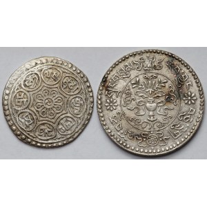 Tybet, Tangka 1875 i 3 srang 1936 - zestaw (2szt)