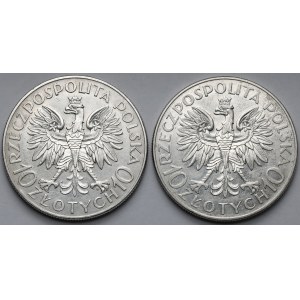 10 złotych 1933 Sobieski i Traugutt - zestaw (2szt)