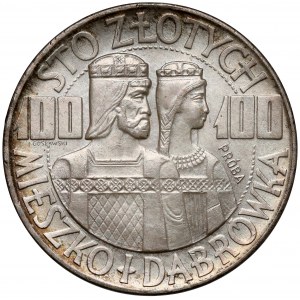 Próba SREBRO 100 złotych 1966 Mieszko i Dąbrówka - półpostacie