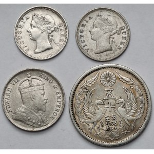 Hong-Kong i Japonia, 5-10 centów i 50 sen - zestaw (4szt)